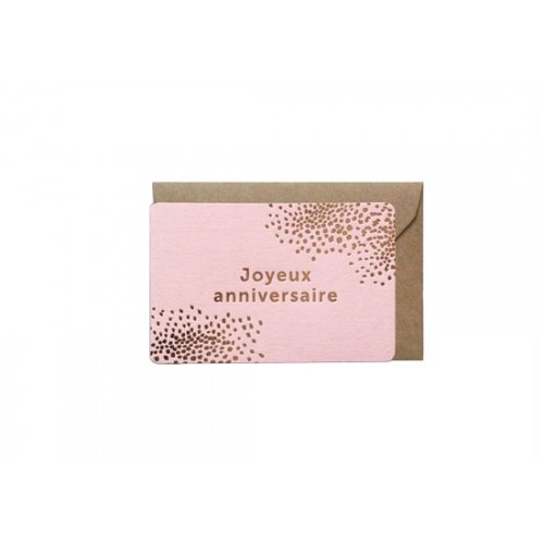 Mini carte Joyeux anniversaire - rose