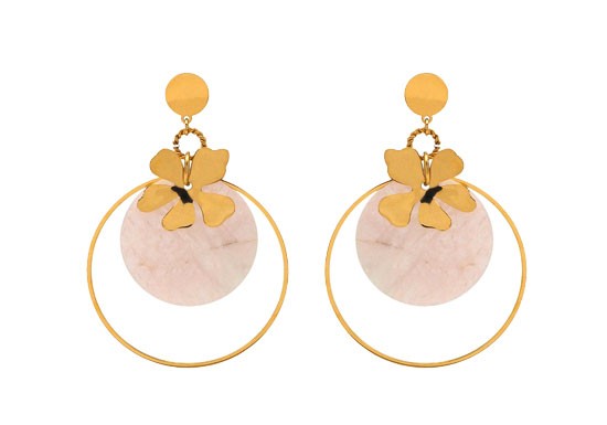 Boucles d'oreilles Elnaé Large - Quartz rose