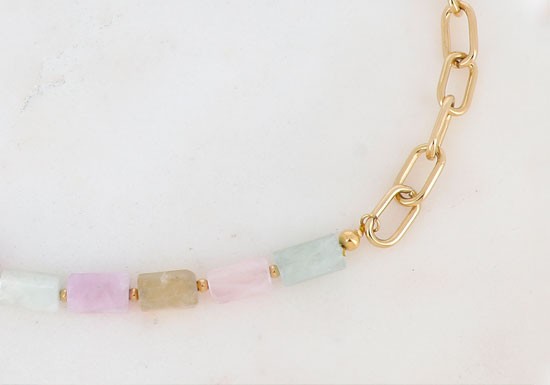 Collier Orane - Quartz rose et Agates