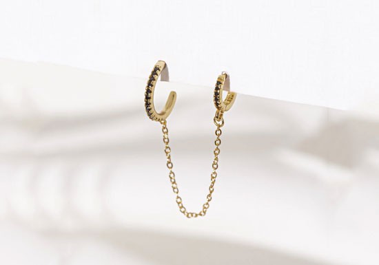 Boucle d'oreille Ross cuff (noir ou blanc)