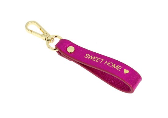 Porte-clés Lanière - Sweet Home - Fuchsia
