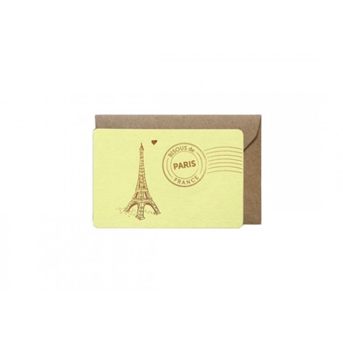 Mini carte Bisous de Paris - jaune