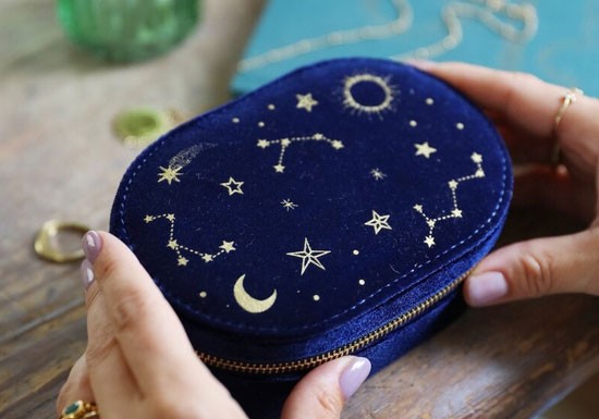 Boîte à bijoux ovale - Starry night blue
