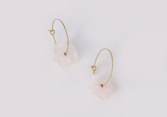 Boucles d'oreilles Sarah - quartz rose