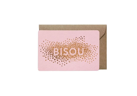 Mini carte Confettis Bisou rose