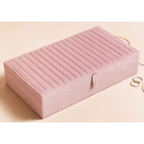 Boîte à bijoux rectangle XL velours côtelé rose