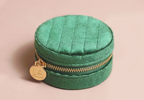 Boîte à bijoux ronde - Quilted green