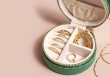 Boîte à bijoux ronde - Quilted green