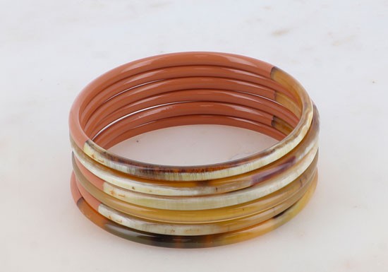 Bracelet jonc en corne fin laqué - Marron