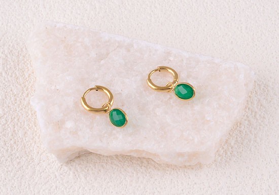 Boucles d'oreilles Azalée - agate verte