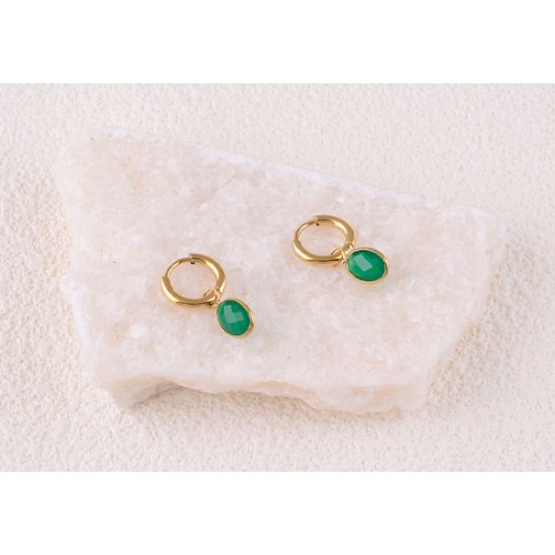 Boucles d'oreilles Azalée - Agate verte