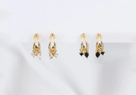 Boucles d'oreilles Gia hoop (noir ou blanc)