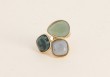 Bague Idrissa - Agate blanche, turquoise africaine et aventurine
