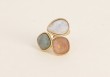 Bague Idrissa - Agate blanche, quartz fraise et labradorite