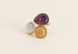 Bague Idrissa - Agate orange, améthyste et agate blanche