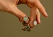 Bague Idrissa - Agate blanche, turquoise africaine et aventurine