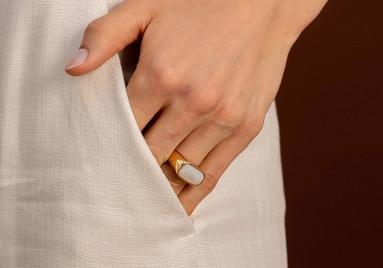 Bague Chevalière Isalys - Nacre