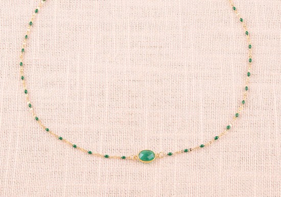 Collier Noelynn - Œil de chat vert