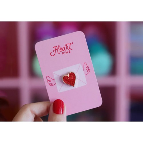 Pin's Petit coeur rouge glitter