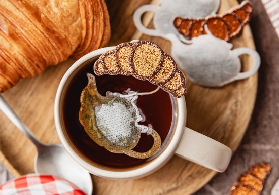 5 Sachets de thé - Théière et Croissant